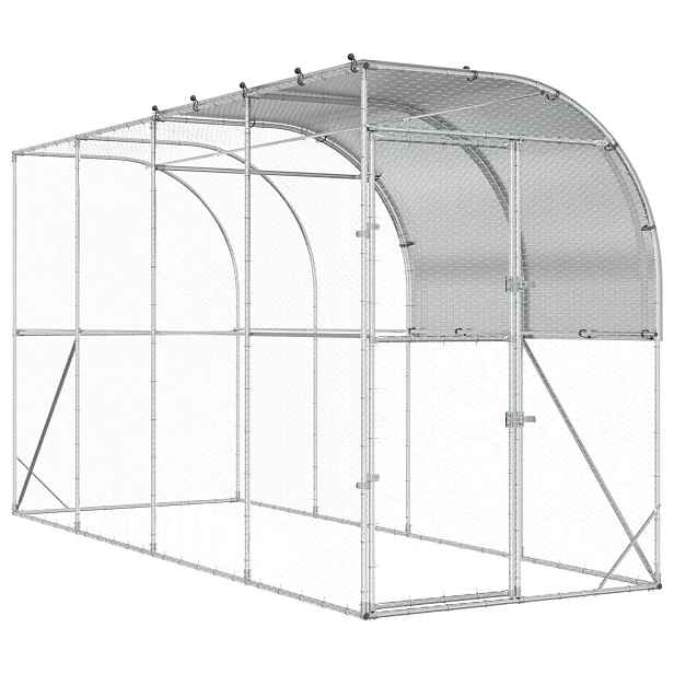 vidaXL Kurník proti zdi Stříbrná 400 x 100 x 215 cm Pozinkovaná ocel