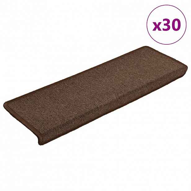 vidaXL Schodové rohože 30 ks 65 x 21 x 4 cm kávově hnědé s obdélníkovým okrajem