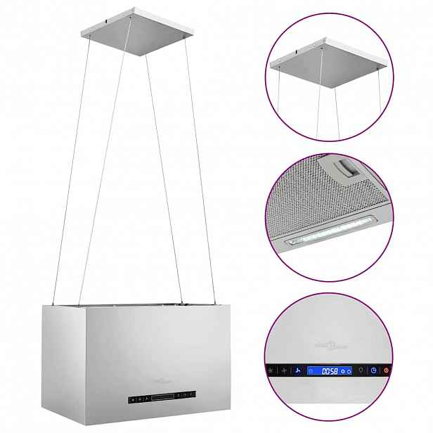 vidaXL Závěsná ostrůvková digestoř dotykový senzor LCD 55cm nerez ocel