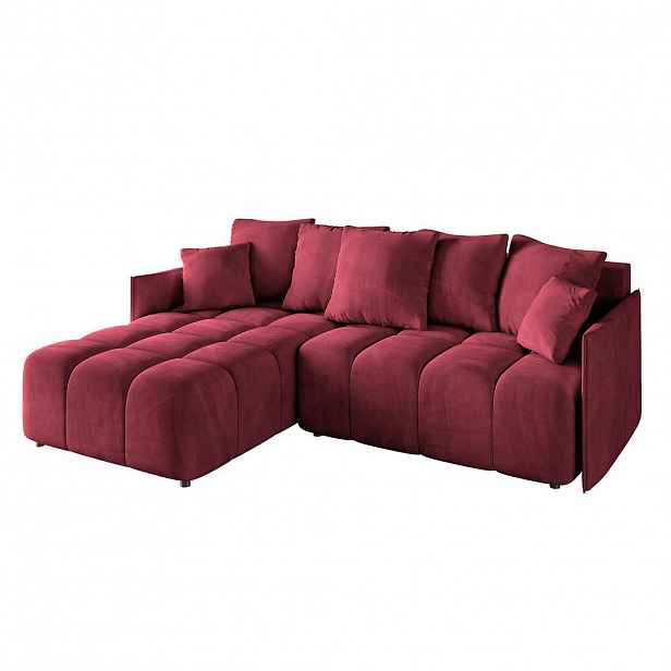 ALTDECOR ROHOVÁ SEDACÍ SOUPRAVA s otomanem vlevo LONLI-L 251x189x68 Bordeaux velur
