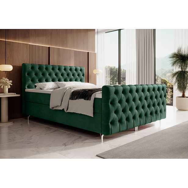 Čalouněná postel 180x200 ADRIA PLUS s úložným prostorem - zelená