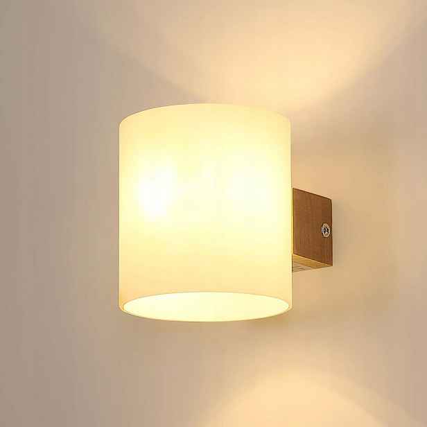 Dřevěná nástěnná lampa E27 Skleněné stínítko Nástěnná lampa Vintage
