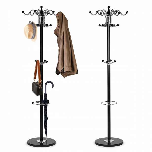 ModernHome Stojanový věšák na oblečení 16 háčků, kov, 172 cm