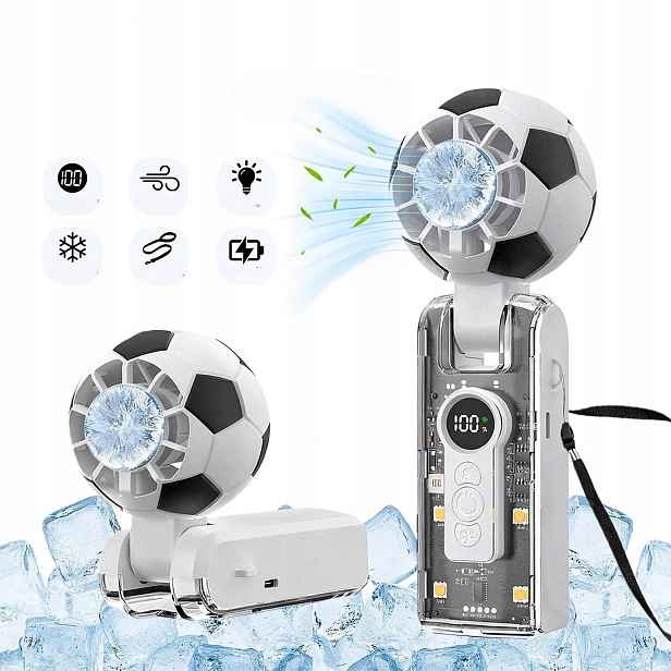 Přenosný Turbobateriový Ventilátor 4 Režimy Svícení, Skládací Až Do 180°