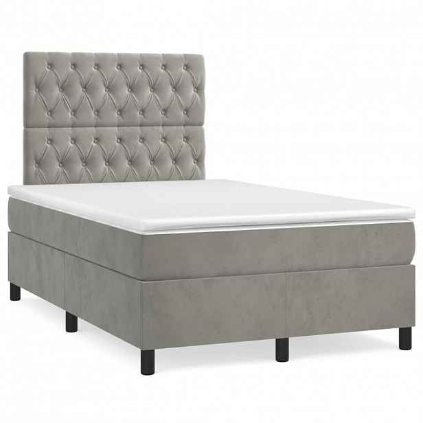 vidaXL Box spring postel s matrací světle šedá 120 x 200 cm samet
