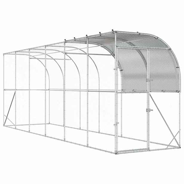 vidaXL Kurník proti zdi Stříbrná 600 x 150 x 215 cm Pozinkovaná ocel