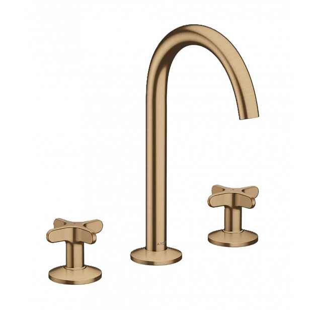 Axor One - Umyvadlová baterie s výpustí Push-Open, 3-otvorová instalace, EcoSmart,kartáčovaný bronz 48040140