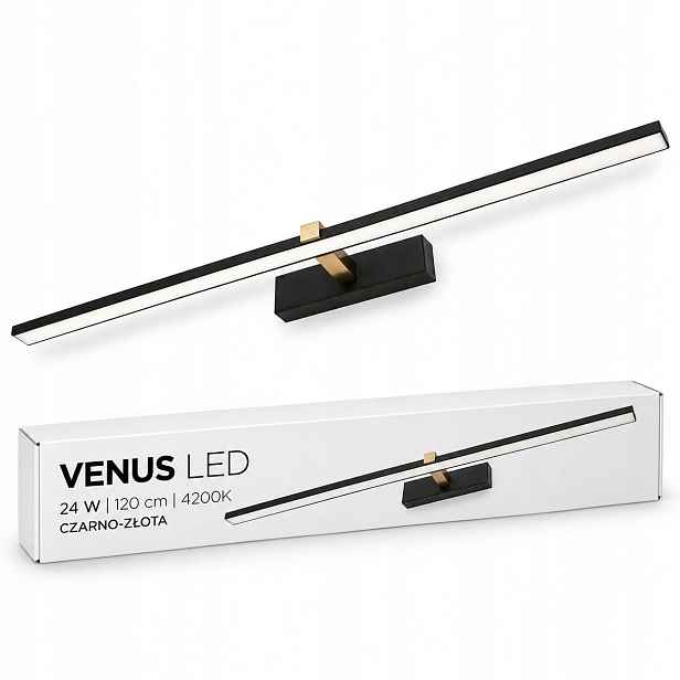 Obrazové svítidlo Venus 24W 120 cm černo-zlaté Led 4200K IP44 1640lm nástěnné