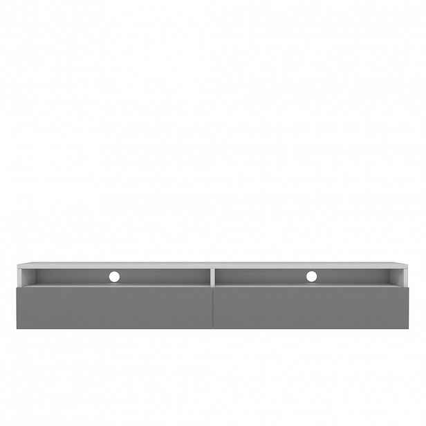 Selsey TV stolek Rednaw bílý matný/šedý vysoký lesk s LED 180/30/31 cm