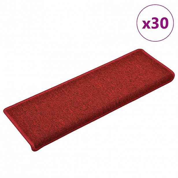 vidaXL Schodové rohože 30 ks 65 x 21 x 4 cm červené obdélníkový okraj
