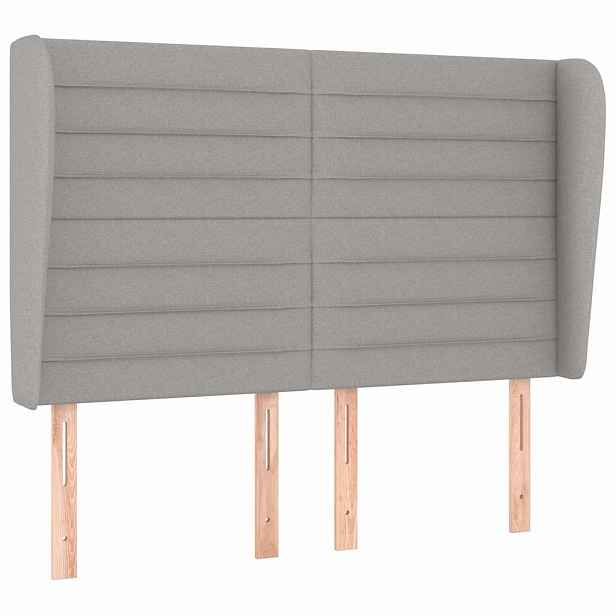 vidaXL Čelo postele typu ušák světle šedé 147x23x118/128 cm textil