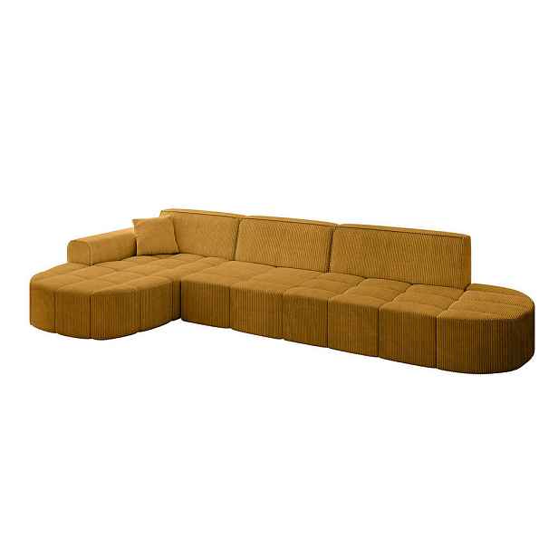 ALTDECOR ROHOVÁ SEDAČKA s otomanem, levá LIVO-L2 337x173x79,5 Hořčicová Manšestr