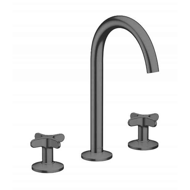 Axor One - Umyvadlová baterie s výpustí Push-Open, 3-otvorová instalace, EcoSmart, kartáčovaný černý chrom 48040340
