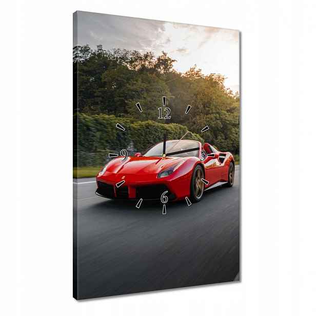 Hodiny 40x60 Červené Ferrari Cesta