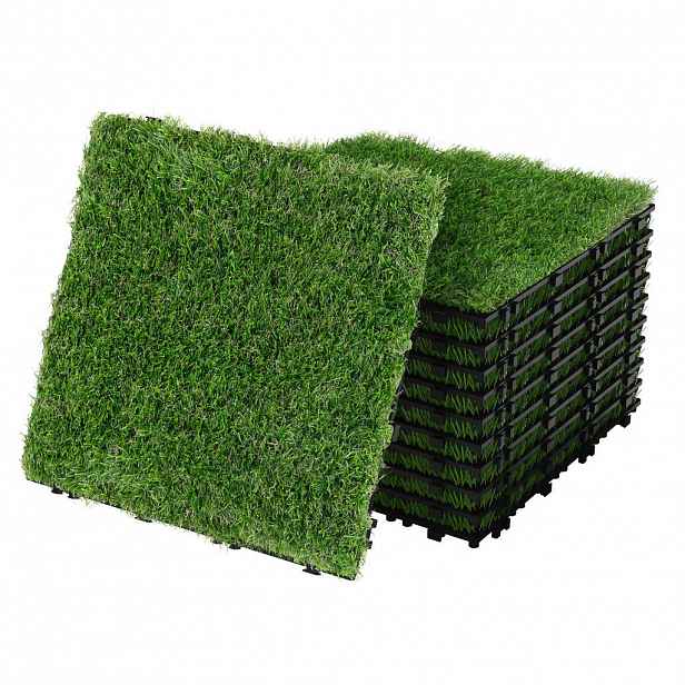 ML-DESIGN UMĚLÝ TRÁVNÍK, DLAŽDICE 30 x 30 cm/22 kusů = 2 m² s klikovým systémem a odvodněním