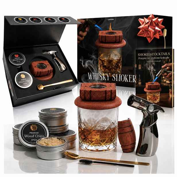 Sada na uzení Whisky Smoker Dárek pro muže 11v1 E-kniha