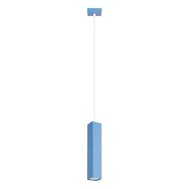 Sollux Rayo závěsná lampa čtvercová rýhovaná modrá 1xGU10 10W