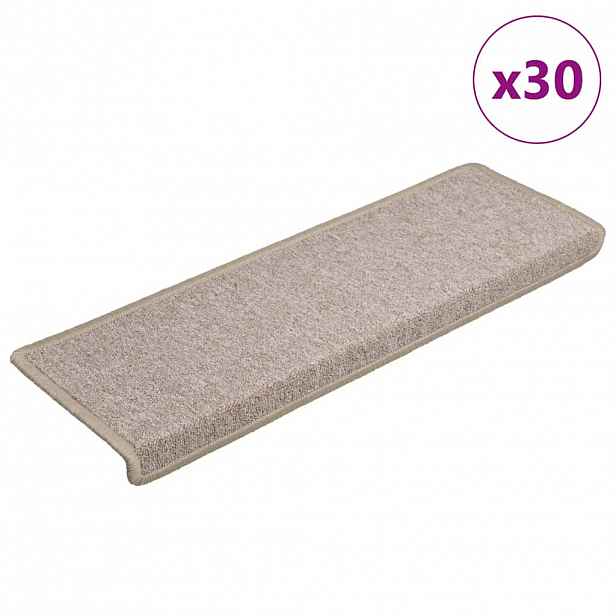 vidaXL Schodové rohože 30 ks 65 x 21 x 4 cm béžové s obdélníkovým okrajem
