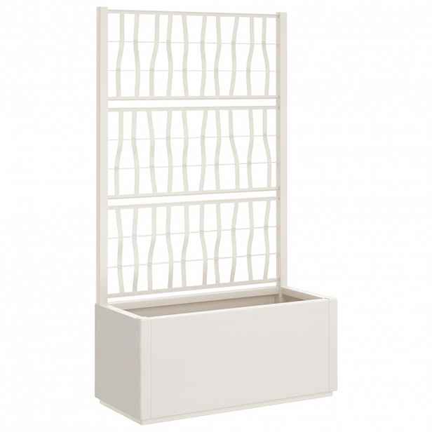 vidaXL Zahradní truhlík s treláží bílý 80 x 36 x 140 cm PP
