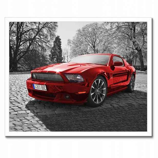 Plakáty v rámu 50x40 Červený Mustang
