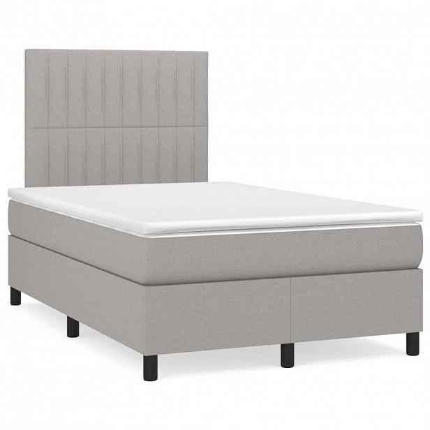vidaXL Box spring postel s matrací světle šedá 120 x 200 cm textil