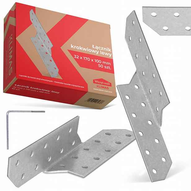 50x Krokvový Spojovač 32x170x100 Levý Tesařský úhelník Ocel 1K