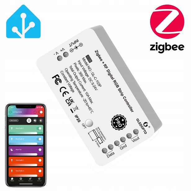 Ovladač ZigBee Rf Rgbic Led 5-24V WS2811 WS2812 Home Assistant Tuya Hue