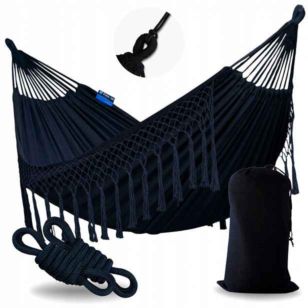 Zahradní houpací síť boho Santia 220x160 s lany a potahem Potenza