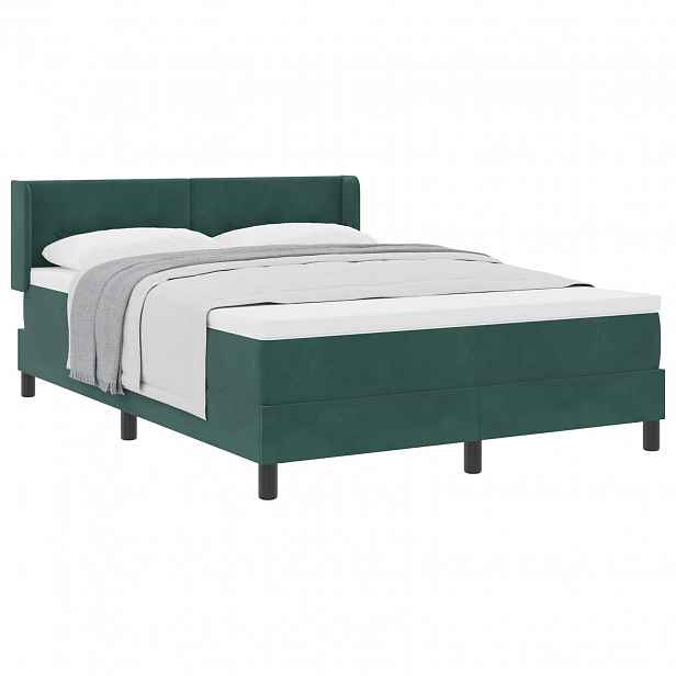 vidaXL Postel s boxspringem s čelo Tmavě zelená 190 x 140 cm samet