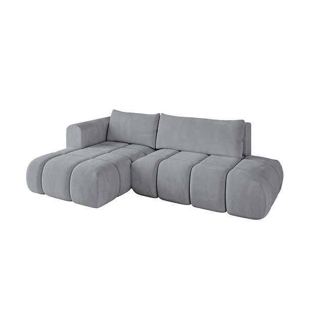 ALTDECOR ROHOVÁ SEDAČKA s funkcí spaní a otomanem, levá CLOUD-L 280x185x90 Šedá Velur