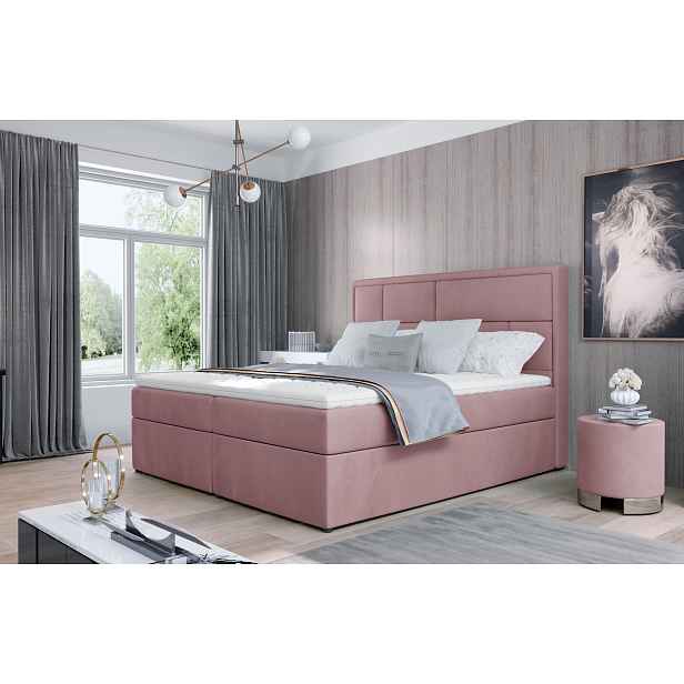 Boxspring BARBARIO 16 140x200, růžová látka