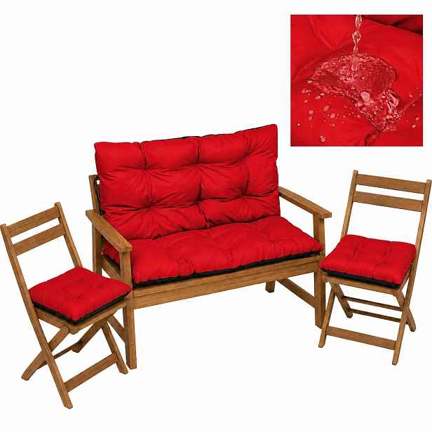 Polštář zahradní Voděodolný na houpačku 100x60x50 +2x45/45 Červený