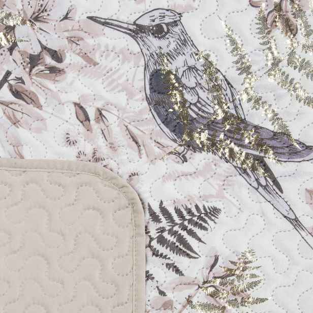 Přehoz na postel Poly 200x220 květy větvičky ptáci prošívaná glamour boho