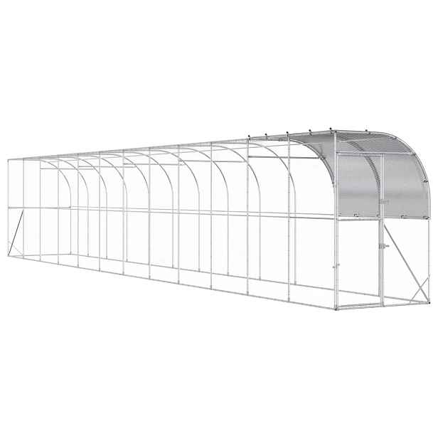 vidaXL Kurník proti zdi Stříbrná 1200 x 100 x 215 cm Pozinkovaná ocel