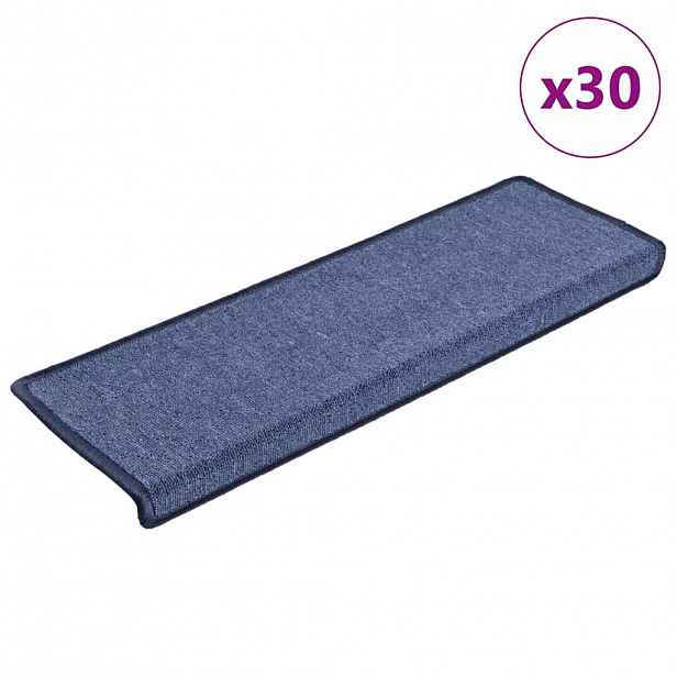 vidaXL Schodové rohože 30 ks 65 x 21 x 4 cm modré s obdélníkovým okrajem