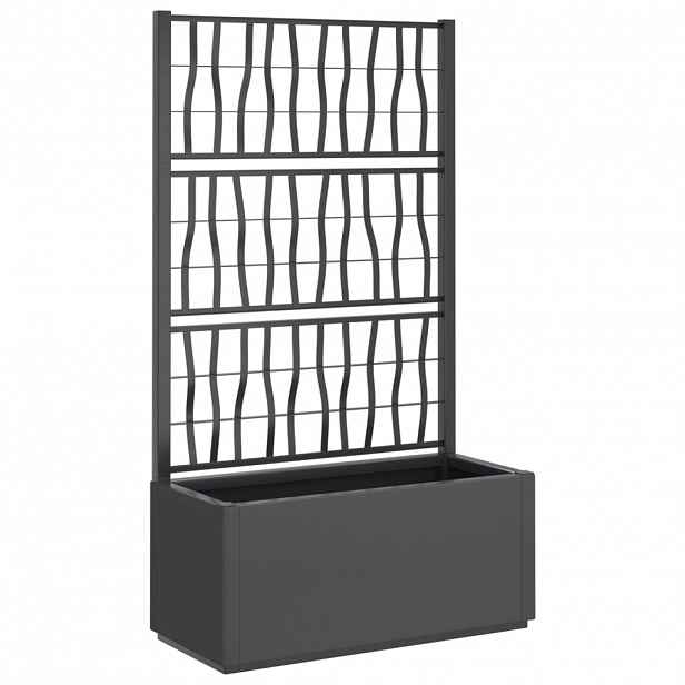 vidaXL Zahradní truhlík s treláží tmavě šedý 80 x 36 x 140 cm PP