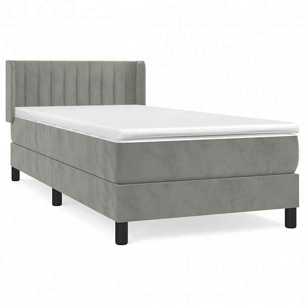 vidaXL Box spring postel s matrací světle šedá 100x200 cm samet