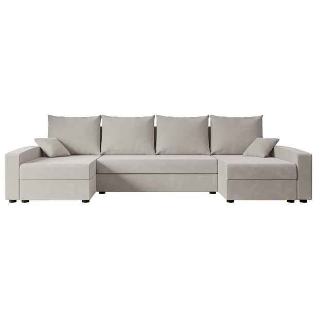 ALTDECOR SEDACÍ SOUPRAVA ve tvaru U s funkcí spaní a úložným prostorem ALESIA-U 301x140x90 Světle hnědá Velur