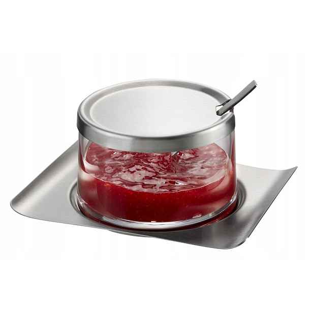 Nádoba Gefu je skleněná zavařovací sklenička na med a marmeládu
