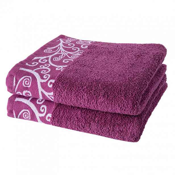 Sada 2 ks froté ručníků VENEZIA fialová 50 x 100 cm