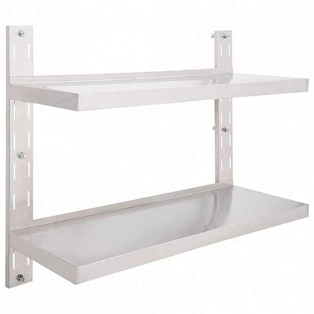 vidaXL 2patrová nástěnná police z nerezové oceli 100 x 30 cm