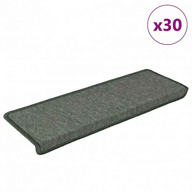 vidaXL Schodové rohože 30 ks 65 x 21 x 4 cm tmavě zelené s obdélníkovým okrajem