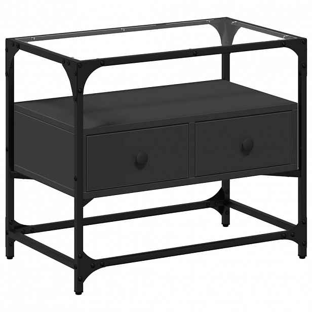 vidaXL TV skříňka se skleněnou deskou černá 60 x 35 x 51 cm kompozit
