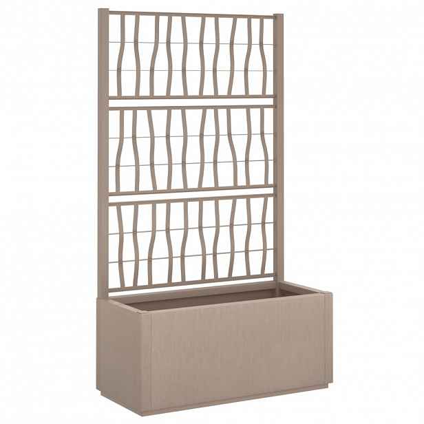 vidaXL Zahradní truhlík s treláží světle hnědý 80 x 36 x 140 cm PP