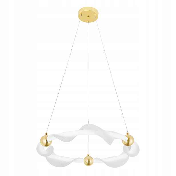 Závěsná Led lampa Bílá Vlnitá Zlatý Prsten Zlaté Kule Toolight
