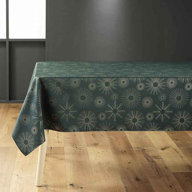 Zelený ubrus se zlatým vzorem, Pampille, 150 x 300 cm