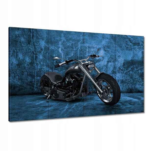 Obrazy 120x80 Modrá stěna Motocykl