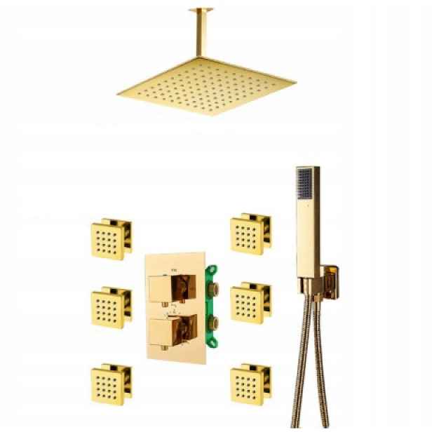 Podomítkový Hydromasážní Set Zlatý Termostat Box