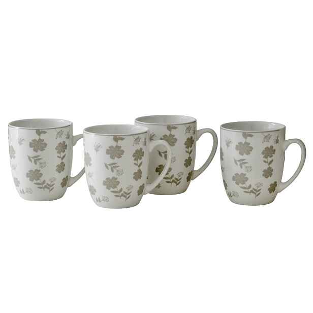 PROHOME - Hrnek květy porcelánový, sada 4ks