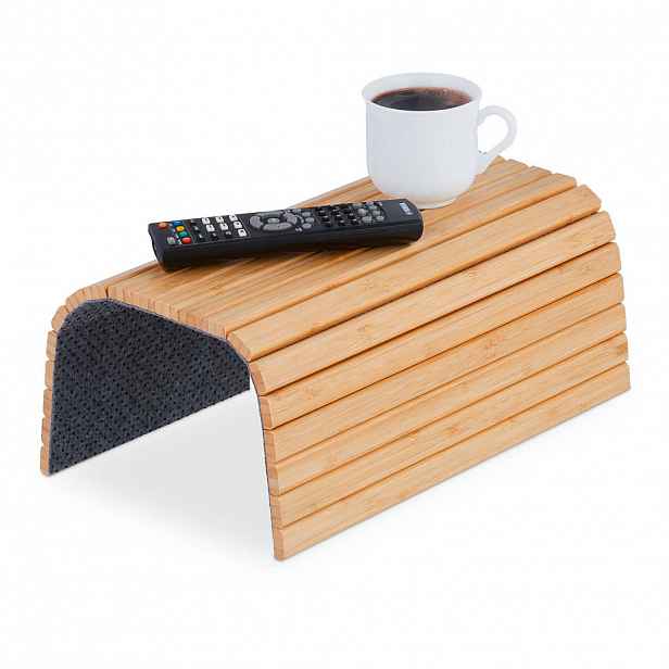 Relaxdays TÁCEK Přírodní bambus na opěrku 42x34 cm skládací protiskluzový